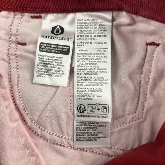 Levi’s 725 High Rise Bootcut Corduroy Jeans Pants Womens 29 Wine Burgundy NWT - Picture 10 of 12